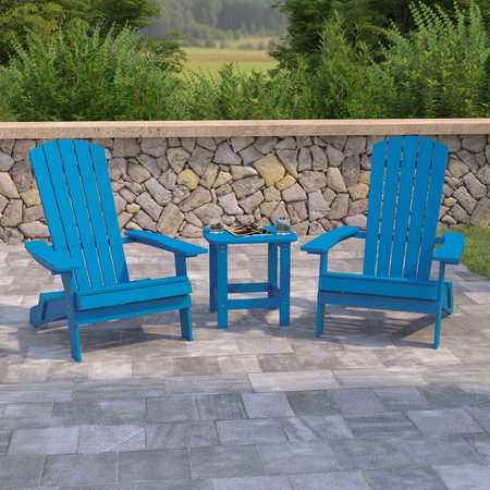 Flash Furniture Blue Side Table and 2 Folding Adirondack Chairs JJ-C14505-2-T14001-BLU-GG